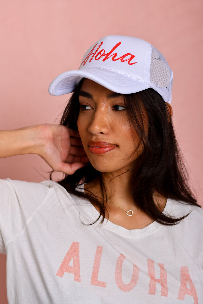 Aloha White Trucker Hat