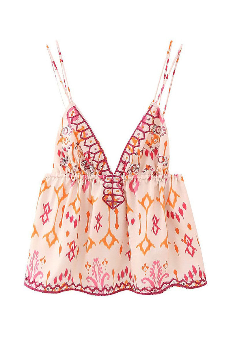 Geometric Print V-Neck Cami