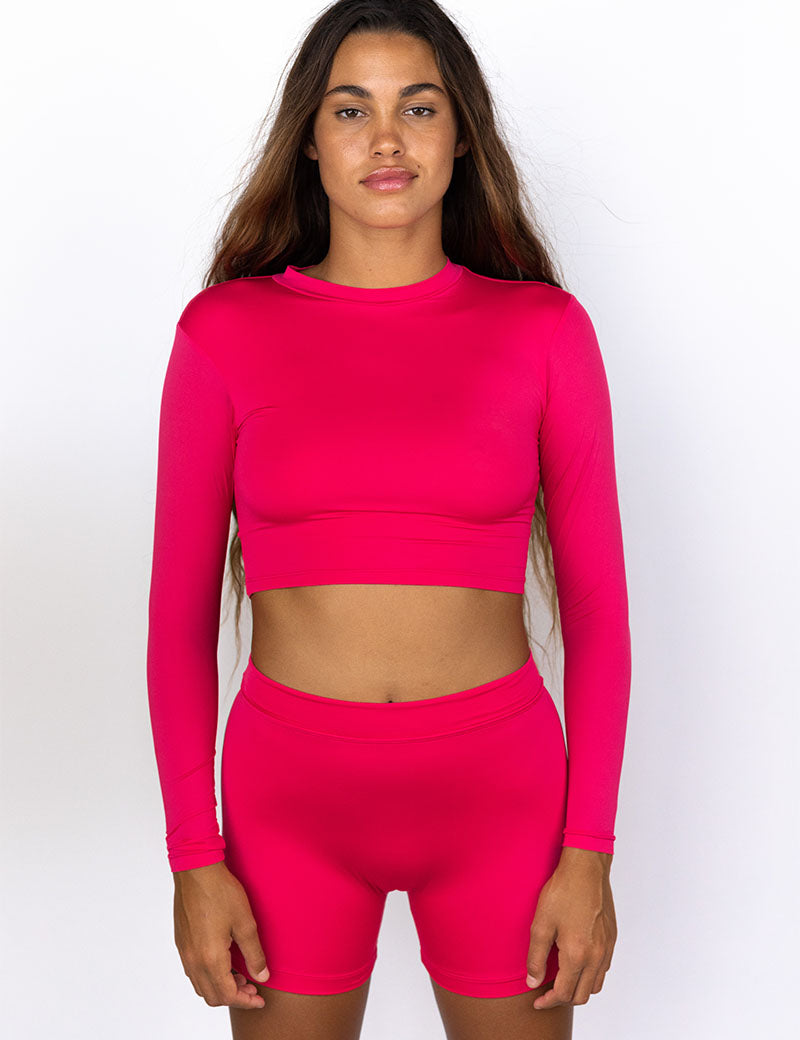 Cropped Rash Guard - Tiger Lily Ribbed