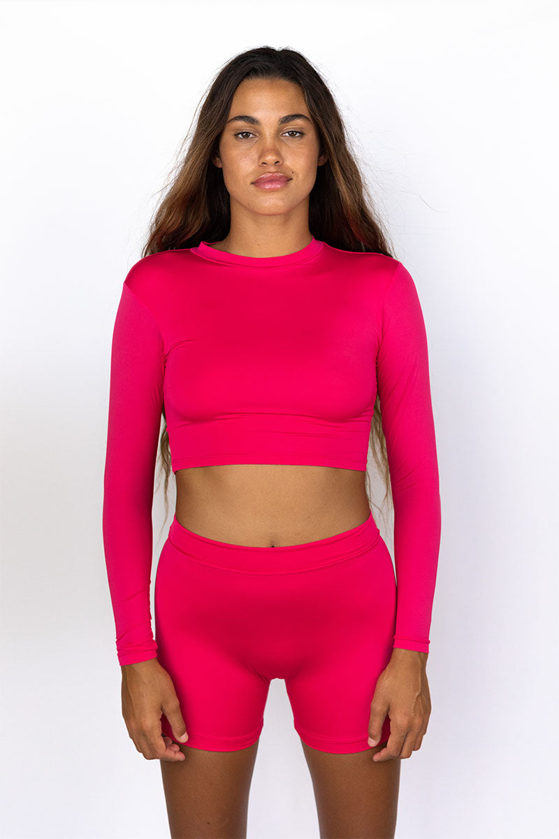 Cropped Rash Guard - Tiger Lily Ribbed