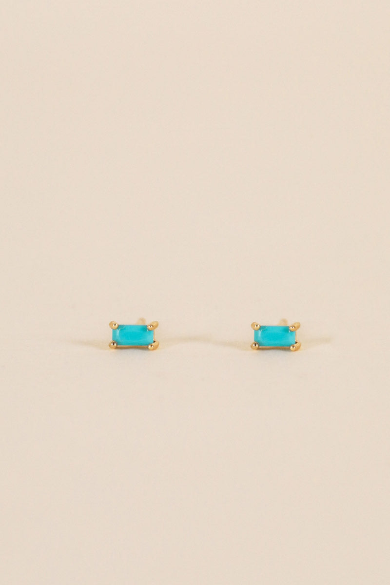 Baguette Turquoise Stud