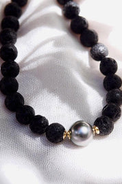 Black Lava & Tahitian Pearl Necklace - Roselani