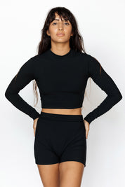 Cropped Rash Guard - Cantaloupe Ribbed