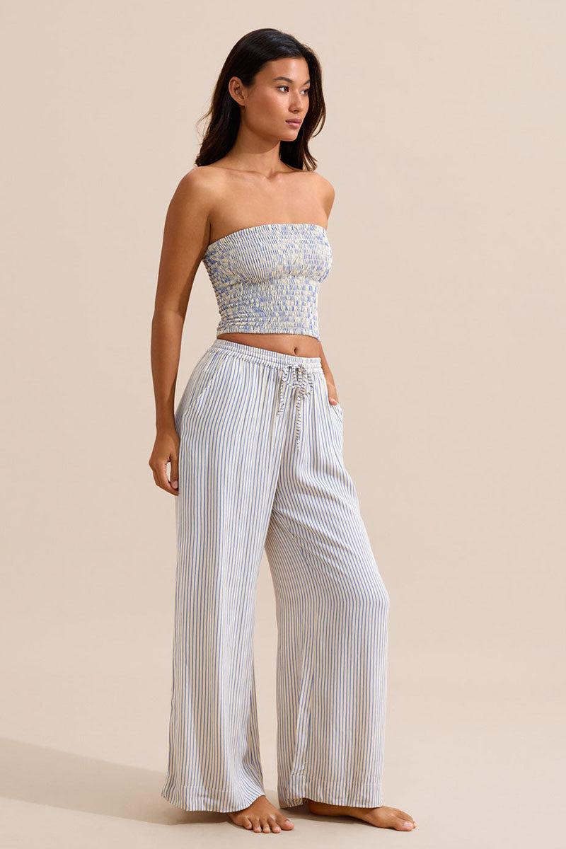 Bruna Pant - Creme/Periwinkle Stripe