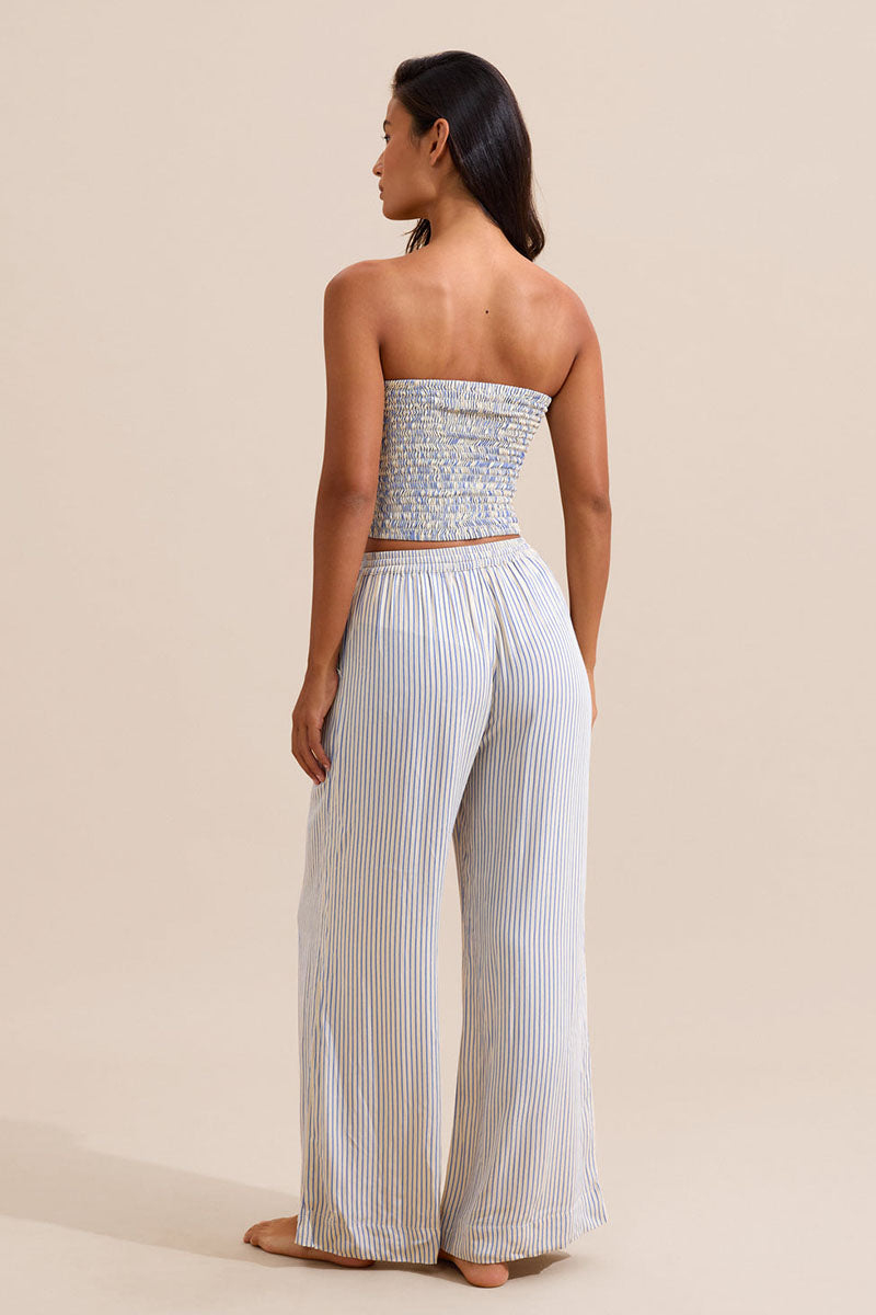 Bruna Pant - Creme/Periwinkle Stripe