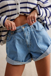 Free People Danni Denim Shorts (Open Sky)