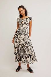 Free People Ultraviolet Maxi Print Dress (White Combo)