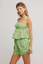 Free People Mia Plaid Crop Tank Top (Exotic Lime)