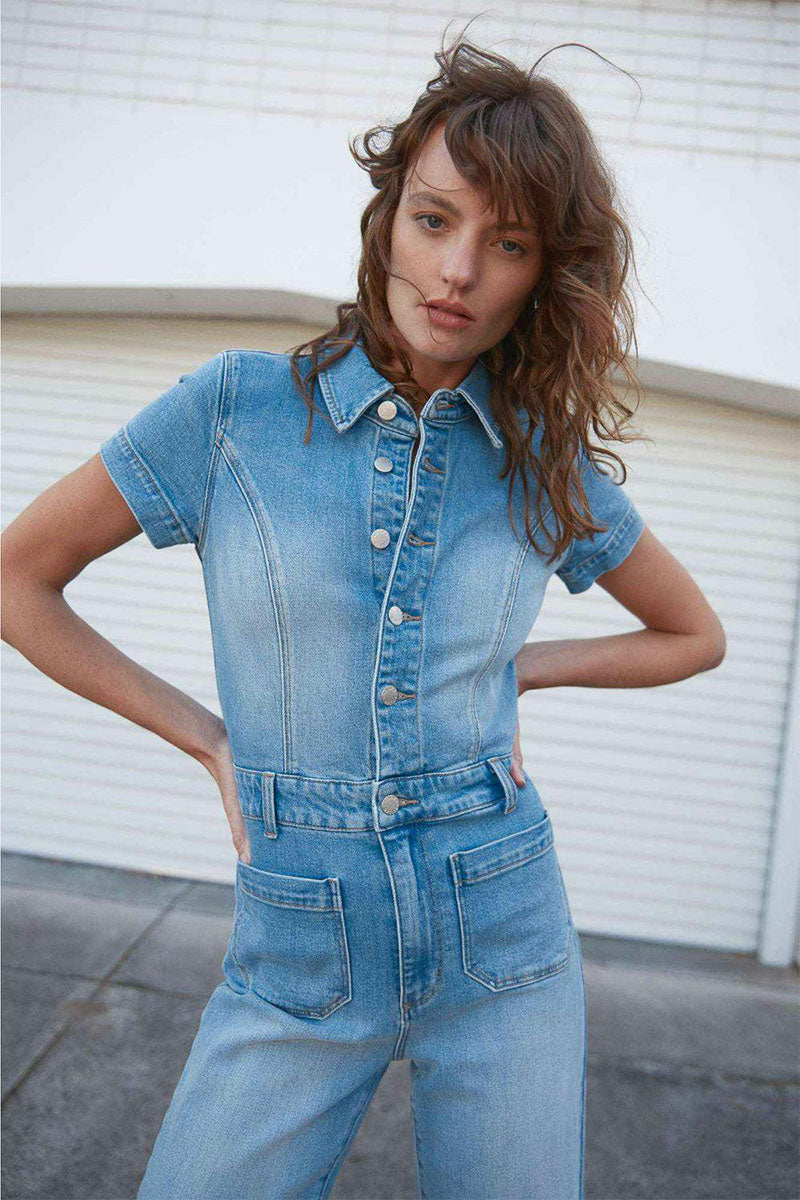 Sailor Jumpsuit - Mid Vintage Blue