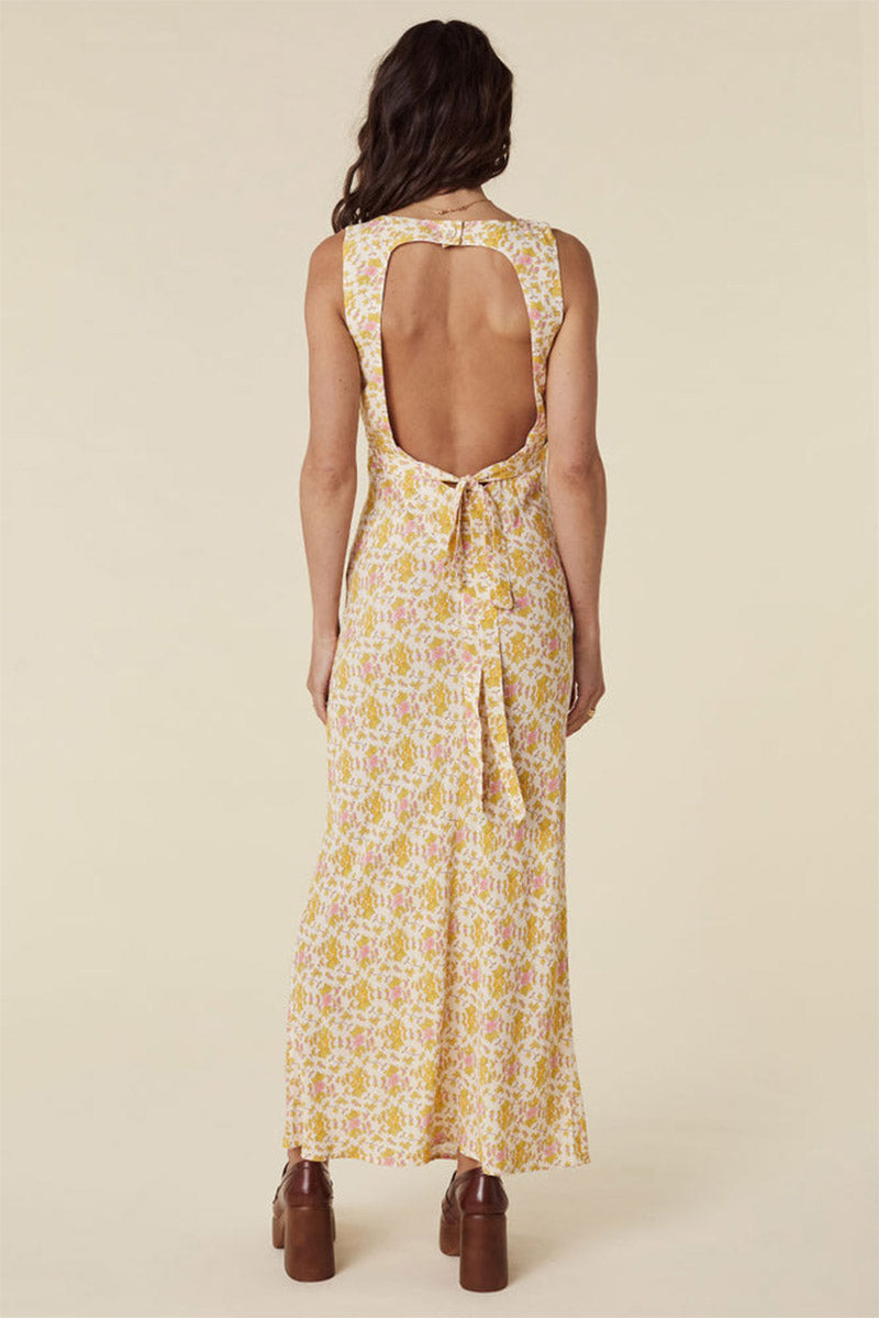 Yellow Rose Bias Maxi Dress - Honeysuckle