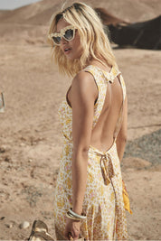 Yellow Rose Bias Maxi Dress - Honeysuckle