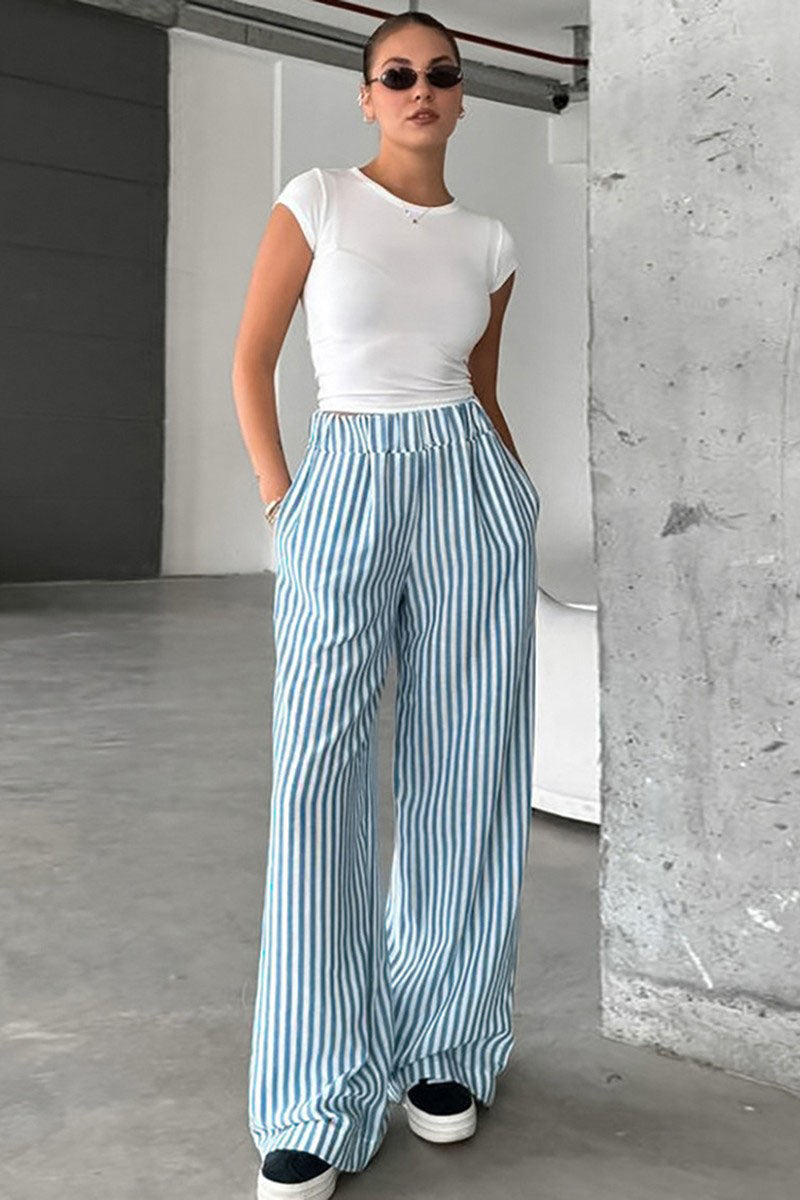 Striped Wide-Leg Pants