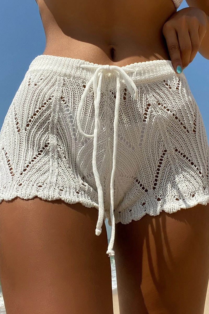 Crochet Knit Drawstring Shorts