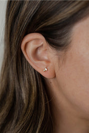 Double Stud Stack - White CZ Earring