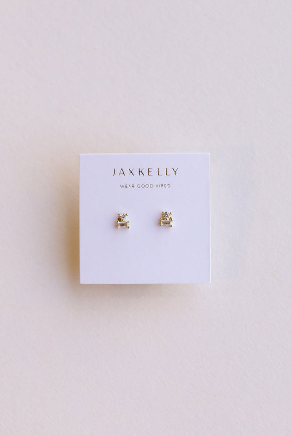 Double Stud Stack - White CZ Earring