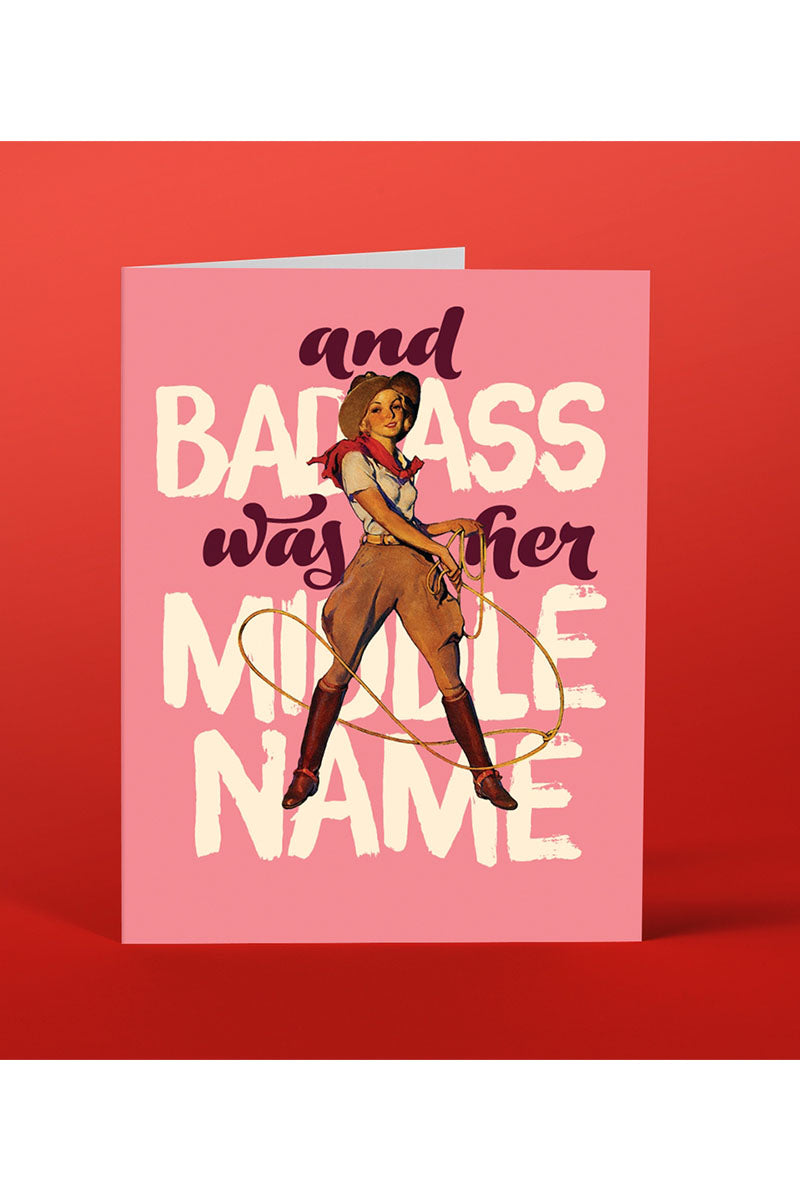 Badass Cow Girl Greeting Card