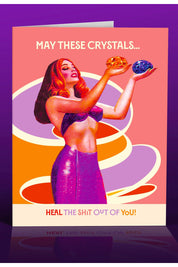 Crystals Heal Pink Card