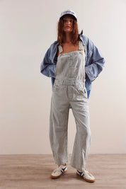 Free People Good Luck Striped Overalls (Indigo)